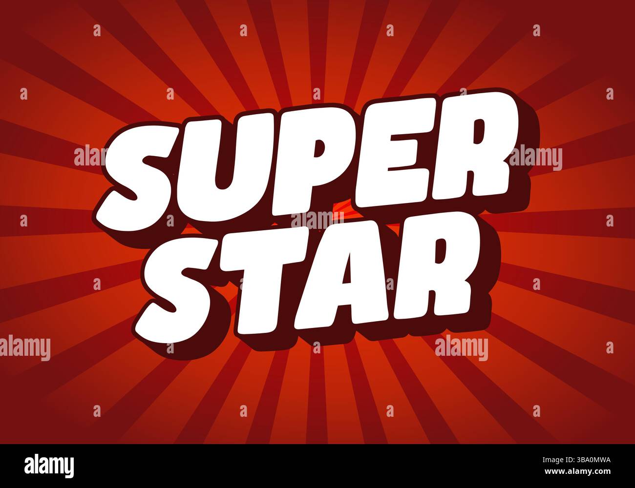 Super star. Comic style bold font with shadow on radiant red background Stock Vector