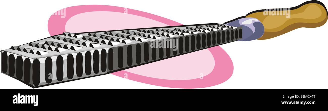 An abstract vector illustration shows a Wood Rasp Tool for carpentry ...