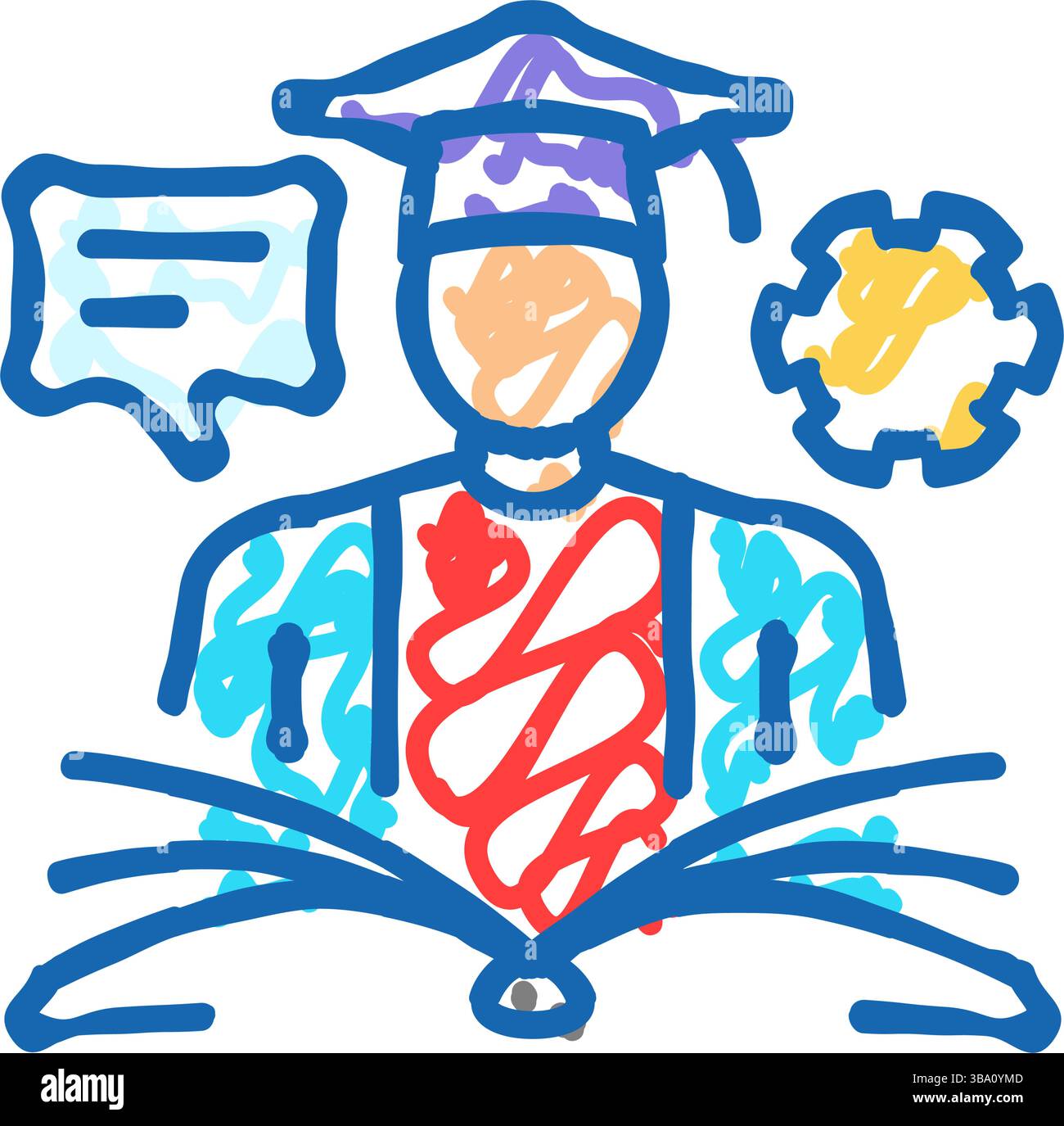 exam preparation college teacher icon doodle illustration Stock Vector ...