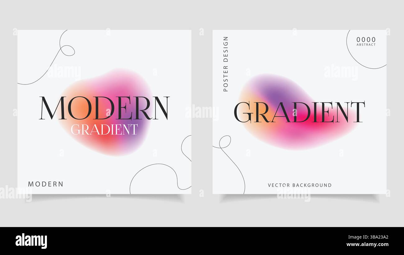 Abstract gradient cards set, gradient backgrounds, modern violet texture art Stock Vector
