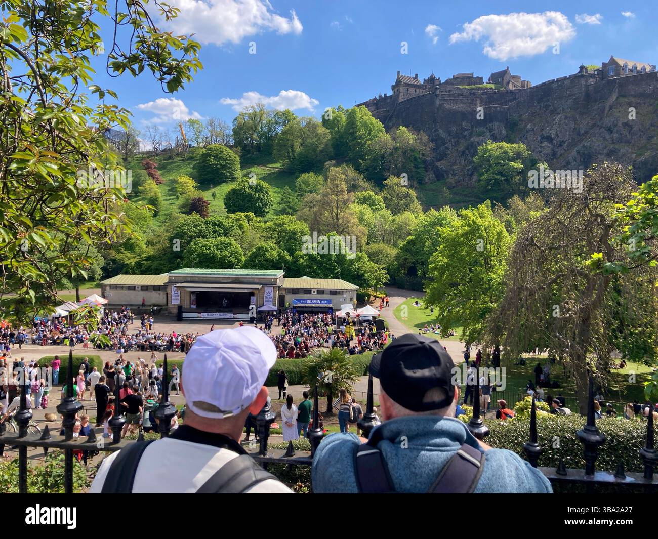 The Inaugural Tartan Parade ends in Princes Street Gardens, with entertainment and a Ceilidh at the Ross Bandstand, Edinburgh Scotland. 10th May 2025 - Smartphone Captured Stock Image