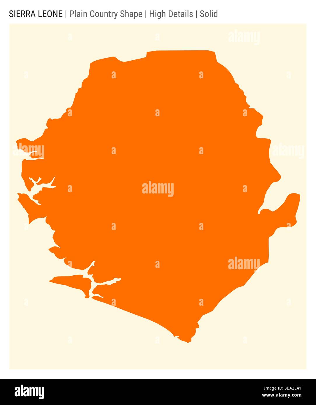 Sierra Leone Plain Country Map High Details Solid Style Shape Of