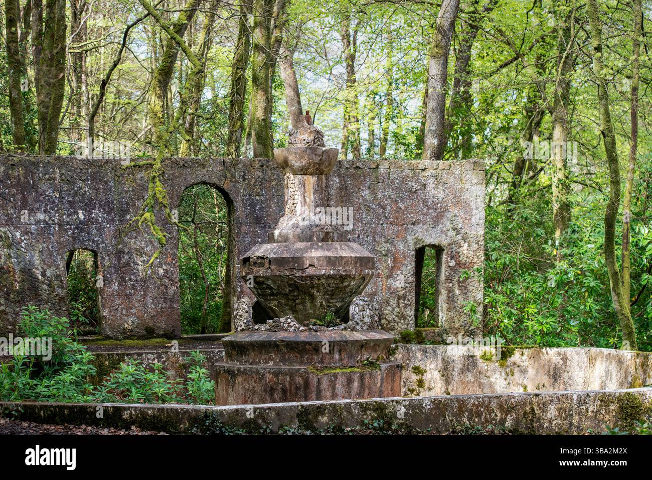 Remains of the abandoned Tivoli Park pleasure garden in the village of Lerryn, Cornwall, England, UK Stock Photo