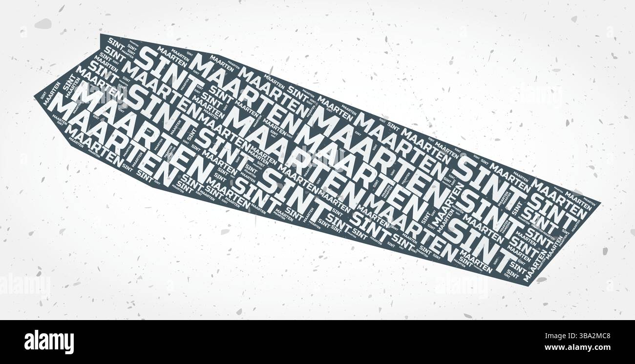 Sint Maarten regions word clouds. Country shape on textured background ...