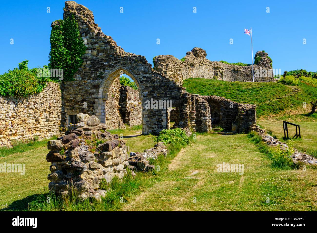 Hastings Castle ruins, East Sussex, UK Stock Photo