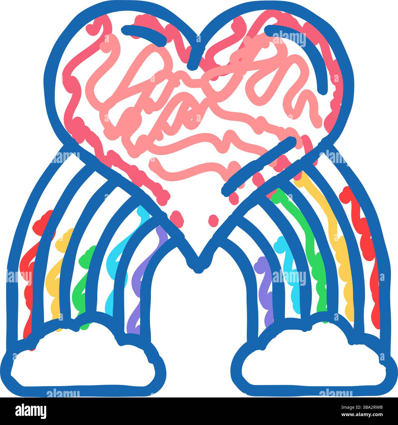 heart rainbow icon doodle illustration Stock Vector Image & Art - Alamy