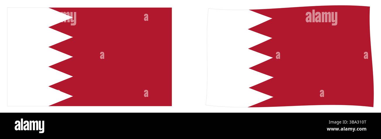 Kingdom of Bahrain flag. Simple and slightly waving version Stock Photo ...