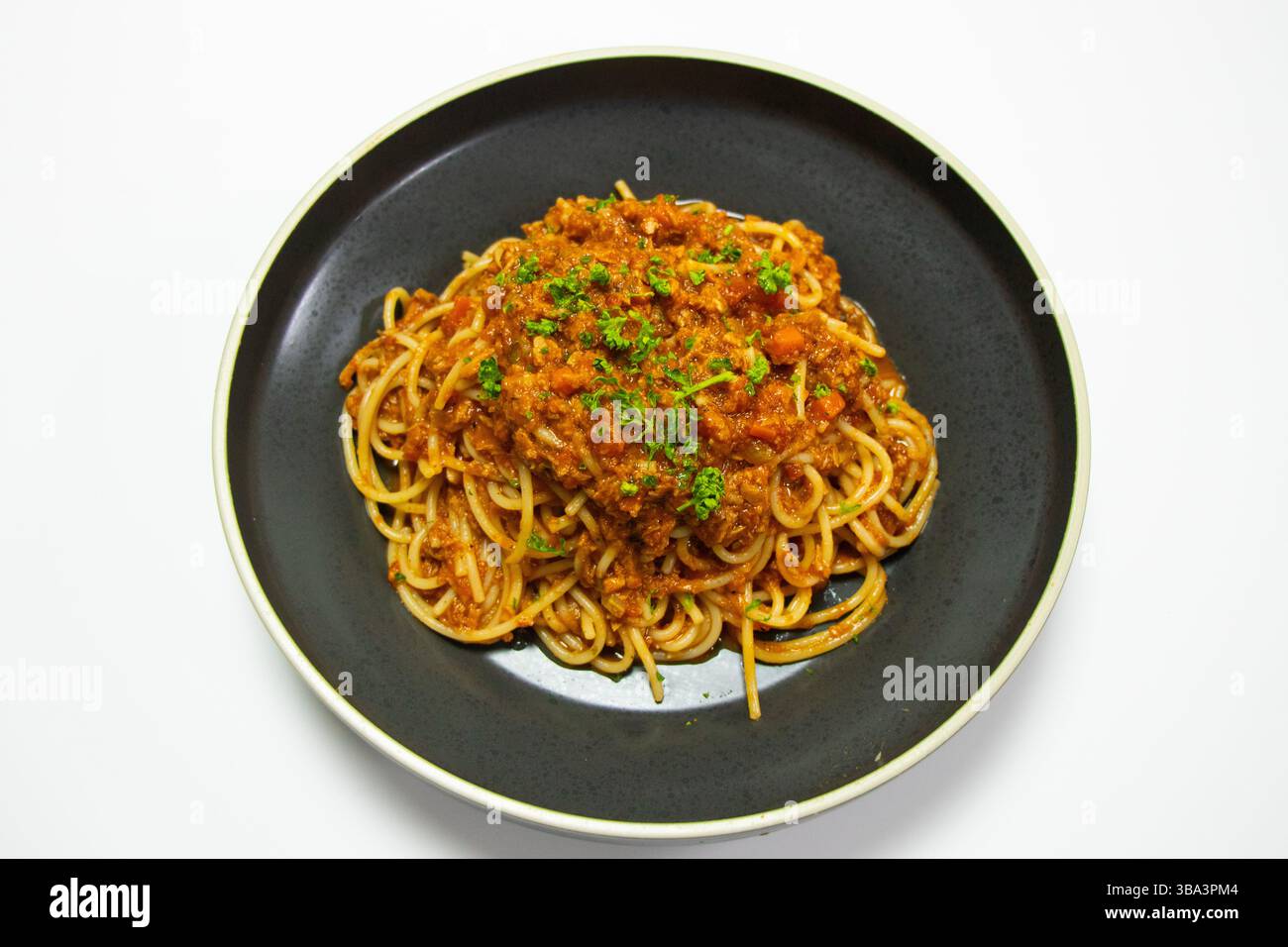 spaghetti pasta beef bolognese with white background Stock Photo