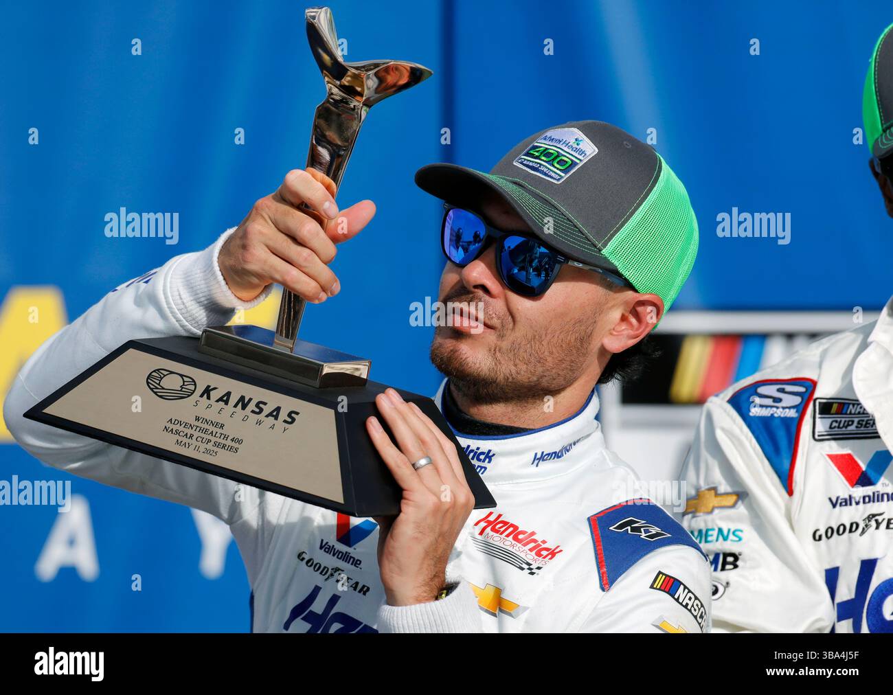 Lane Larson Kyle Larson celebrates in Victory Lane after winning a NASCAR Cup ...