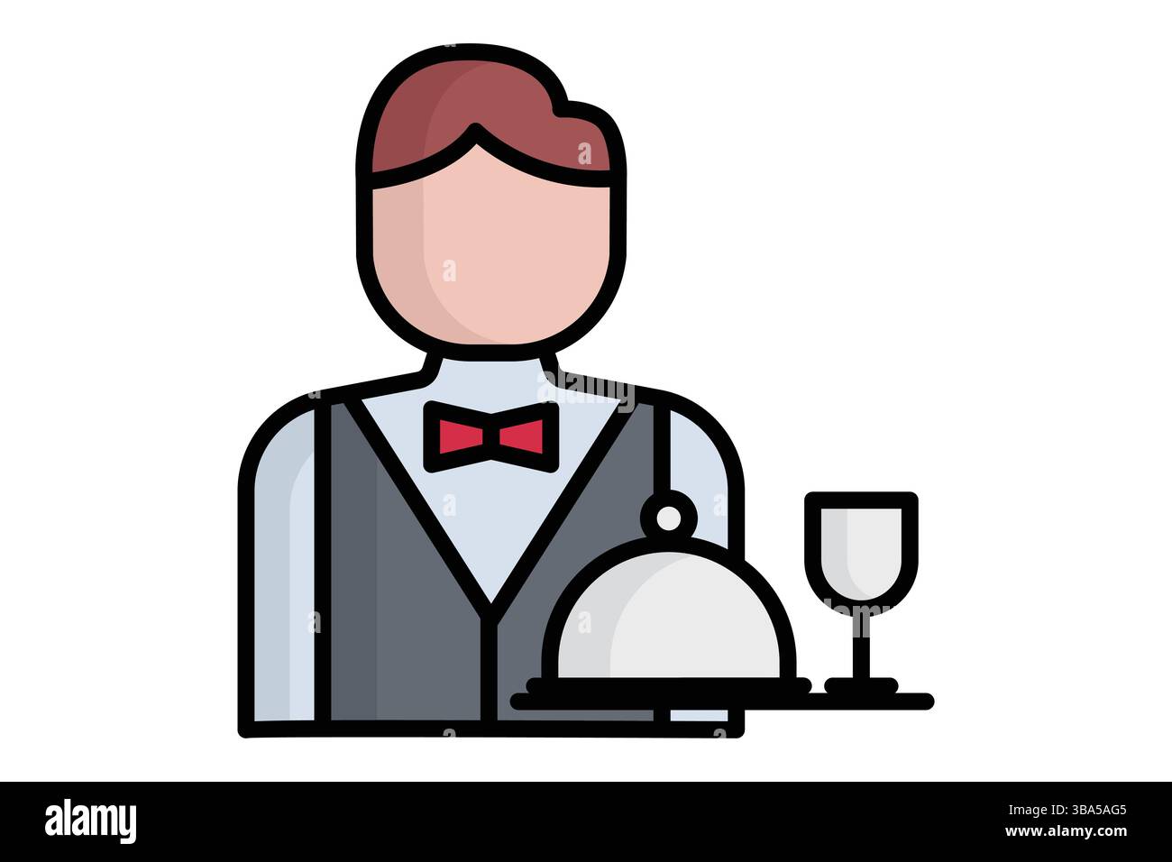 Waiter icon. colored outline icon style. catering elements vector illustration Stock Vector