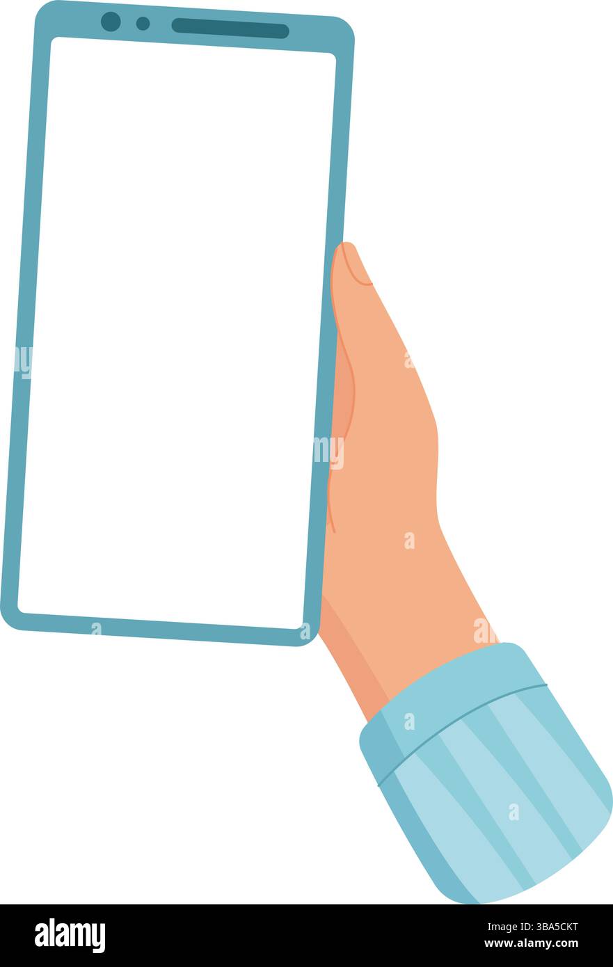 Hand Holds Smartphone With Blank Screen Stock Vector
