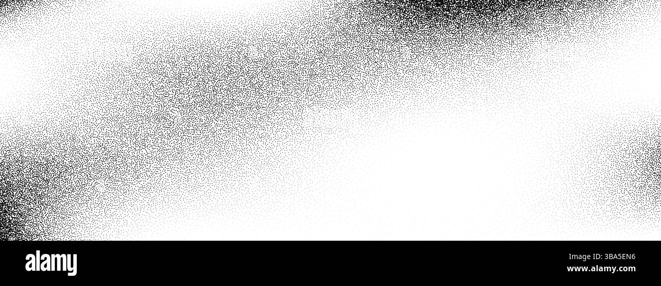 Stippled grain texture background. Black dotted noisy gradient ...