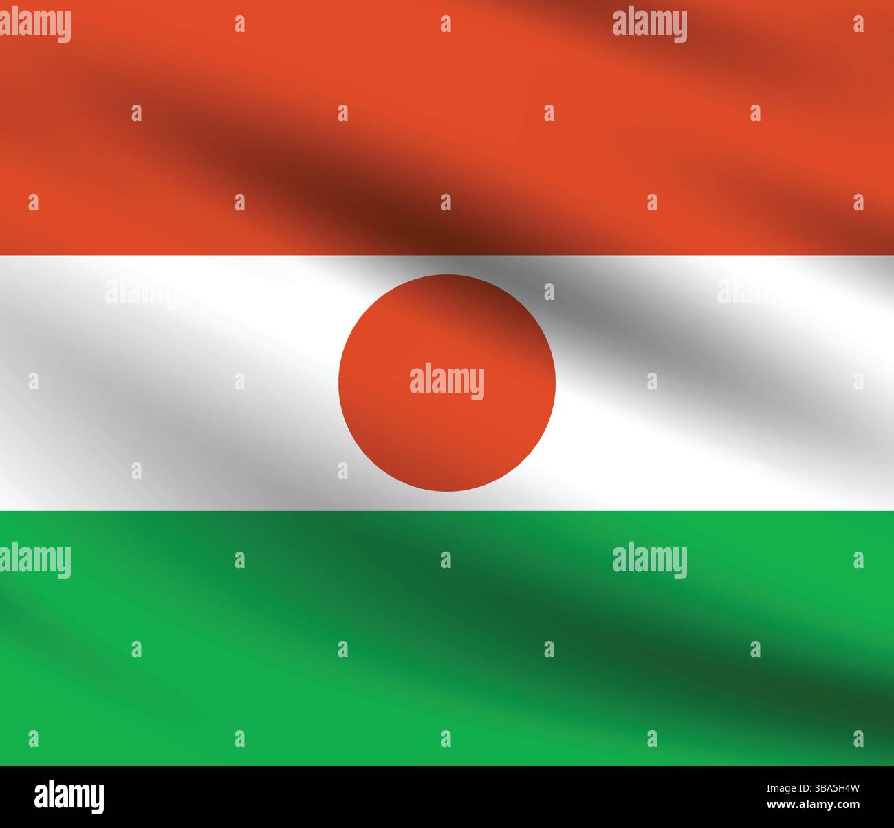 Flag of Niger. Niger flag official colors and proportion digital vector illustration. Wavy flag. Stock Vector