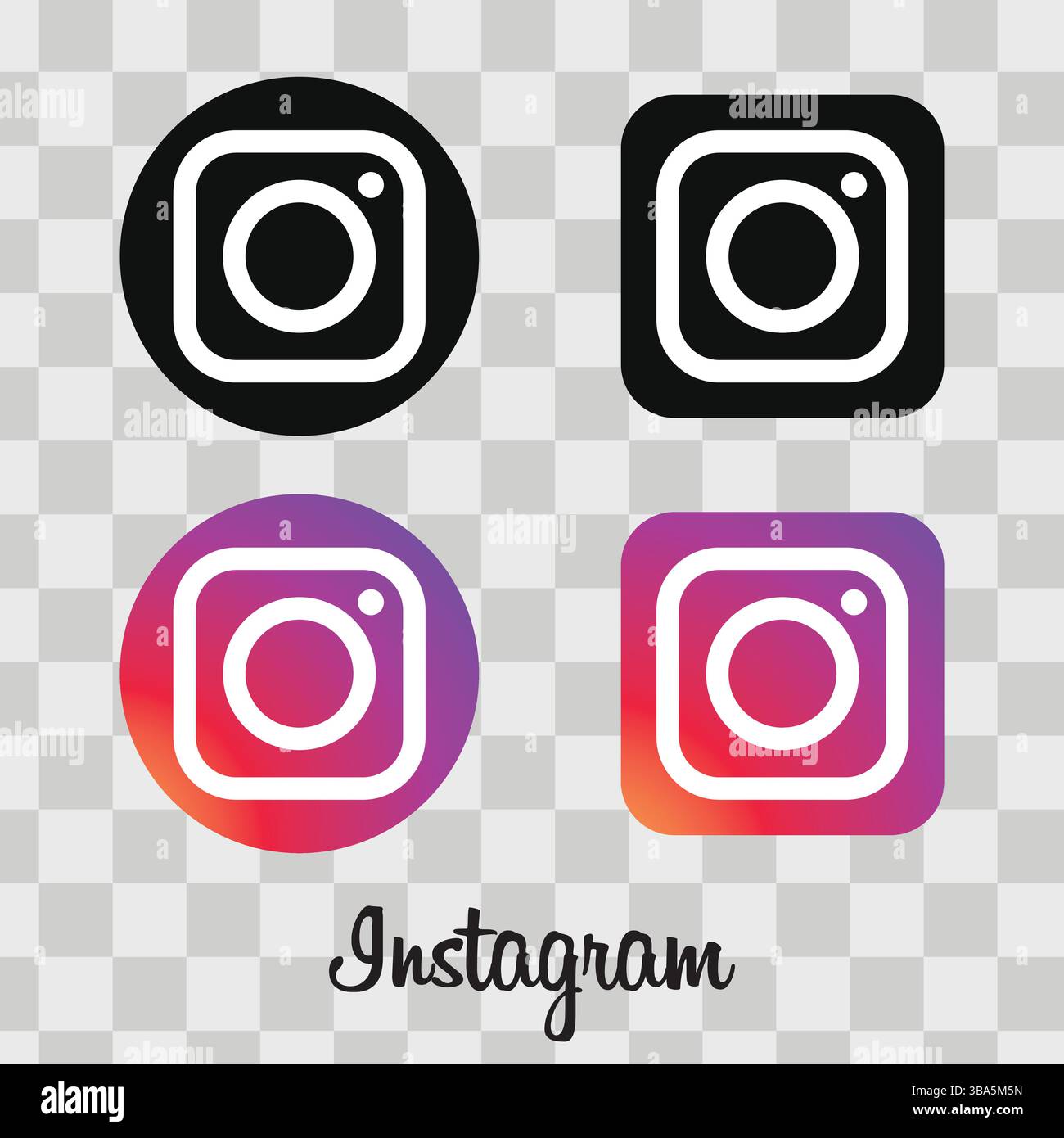 Instagram logo icons collection in modern flat and gradient style Stock Vector