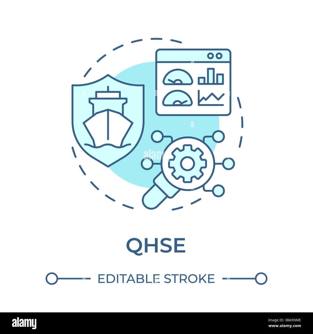 QHSE soft blue concept icon Stock Vector