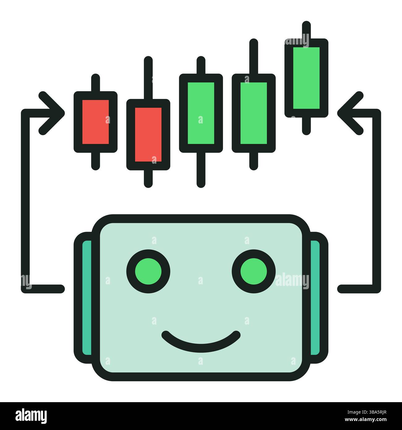 Automated Cryptocurrency Trading Bot with Candlestick Chart vector concept colored icon or sign Stock Vector