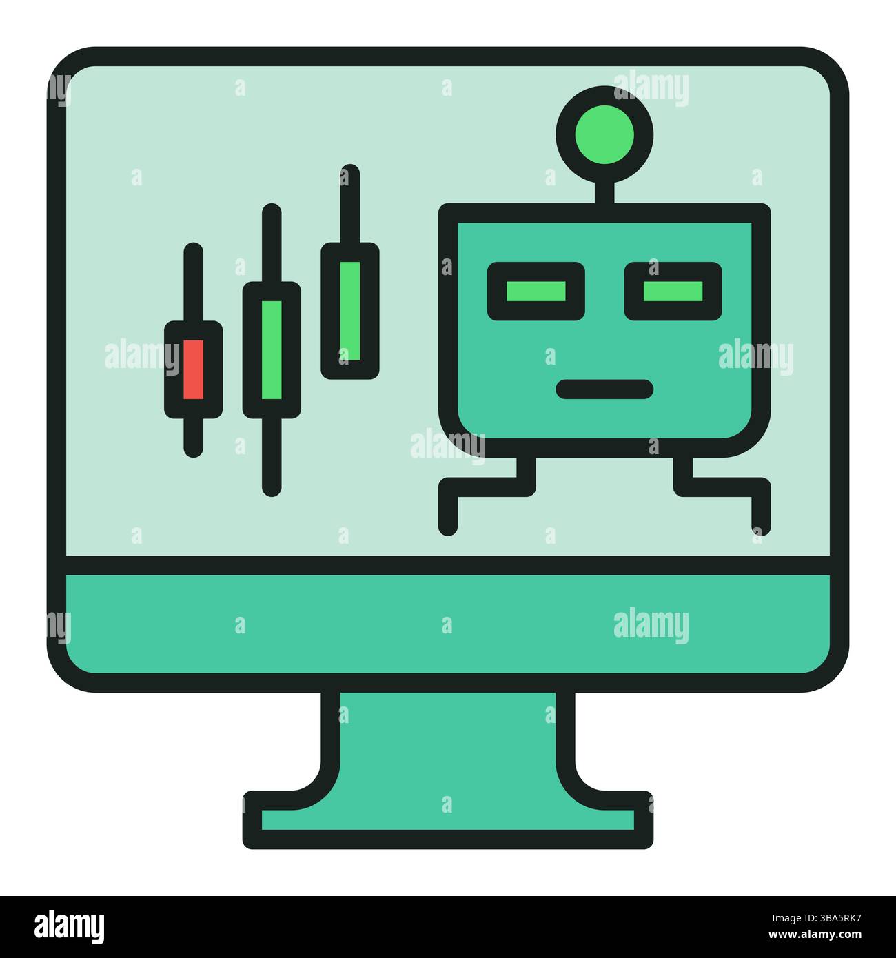 Automated Trading Bot on PC screen vector concept colored icon or design element Stock Vector