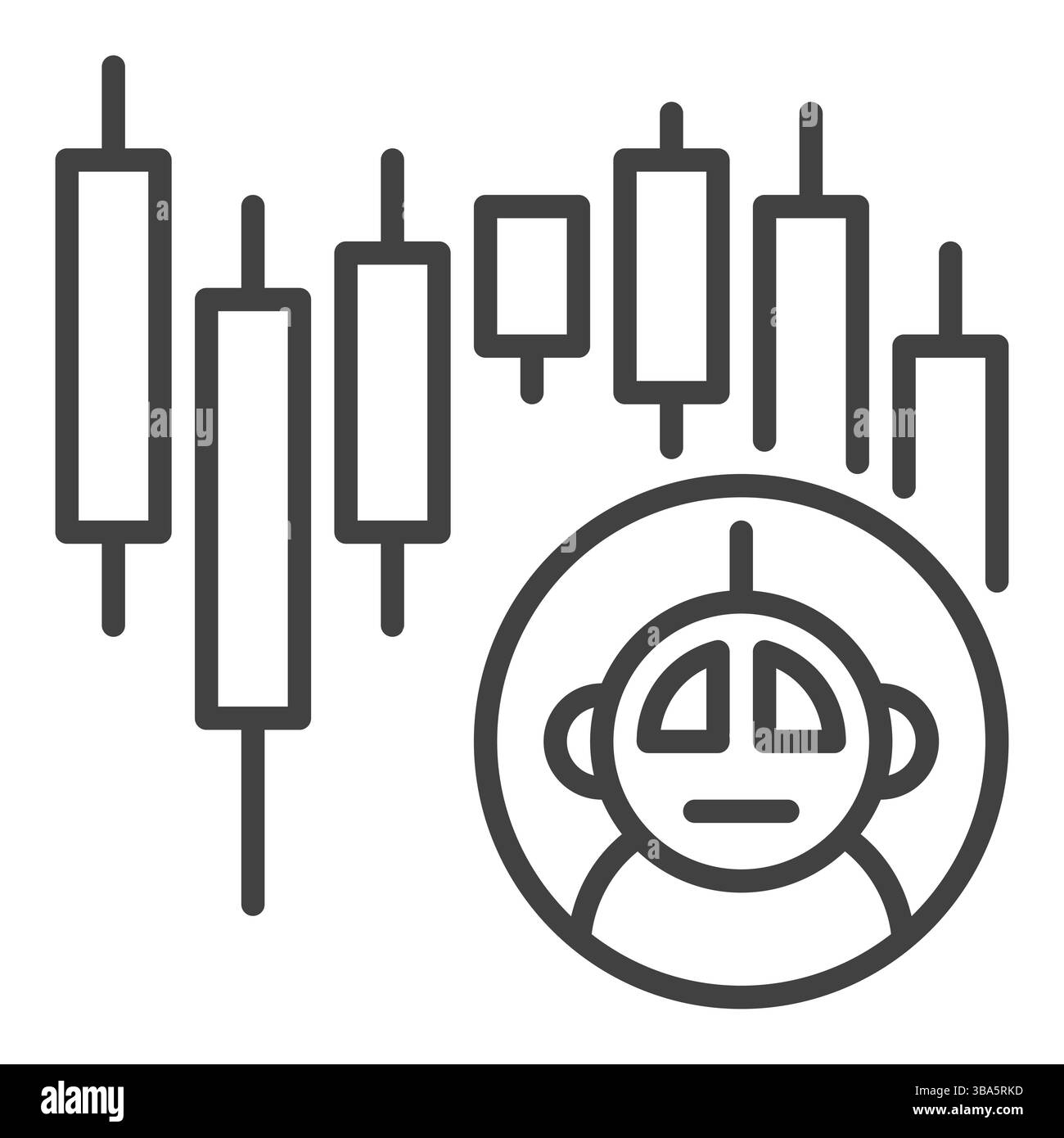 Cryptocurrency Candlestick Chart and Trading Bot vector concept linear icon or symbol Stock Vector
