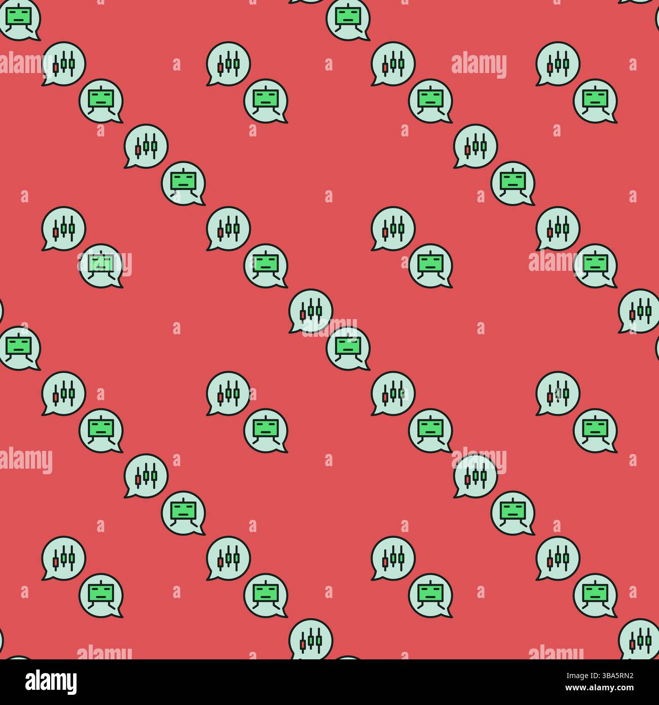 Automated Crypto Trading Chat vector concept colored seamless pattern Stock Vector