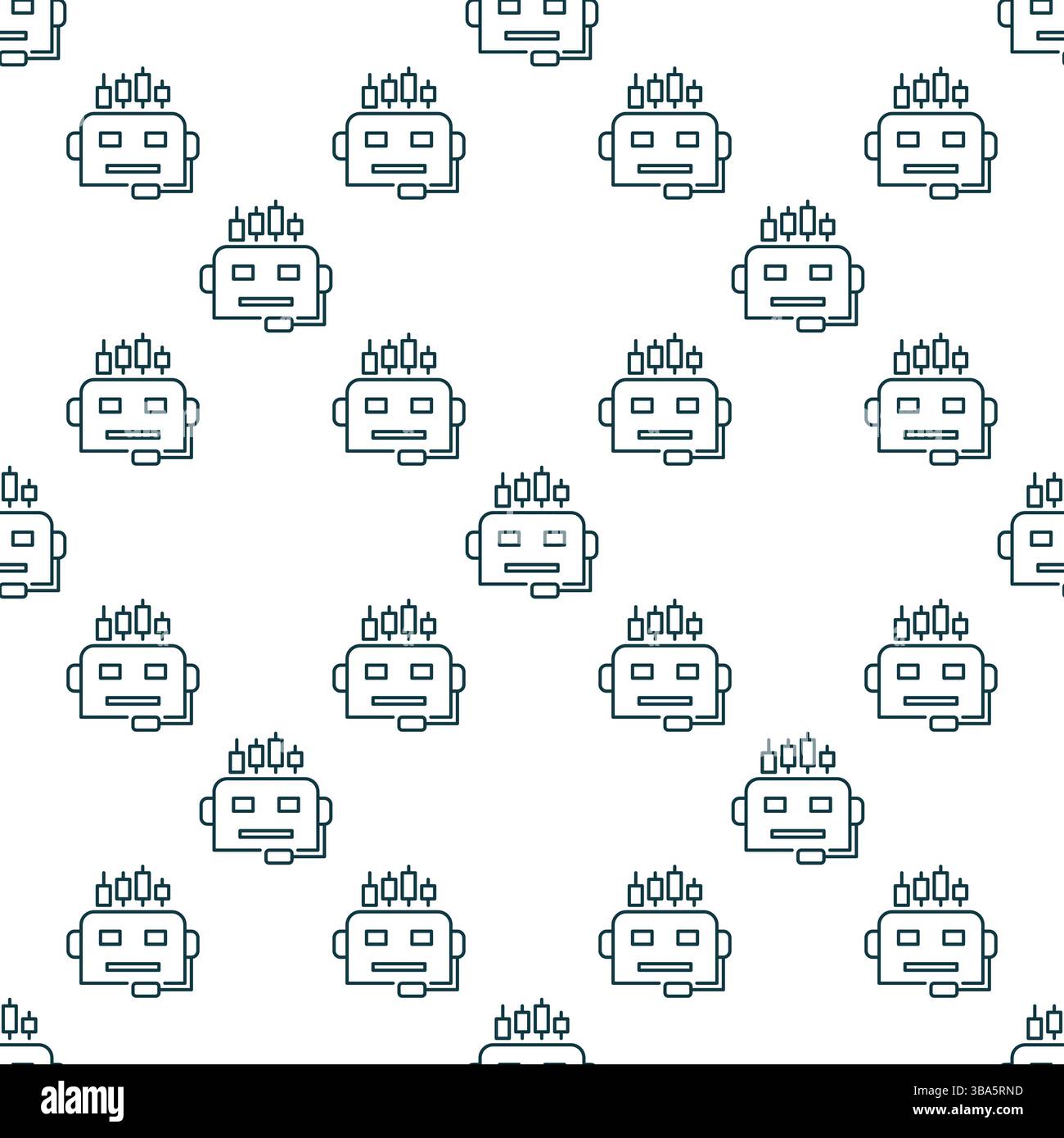 AI Cryptocurrency Trading Bot Head vector concept thin line seamless pattern Stock Vector