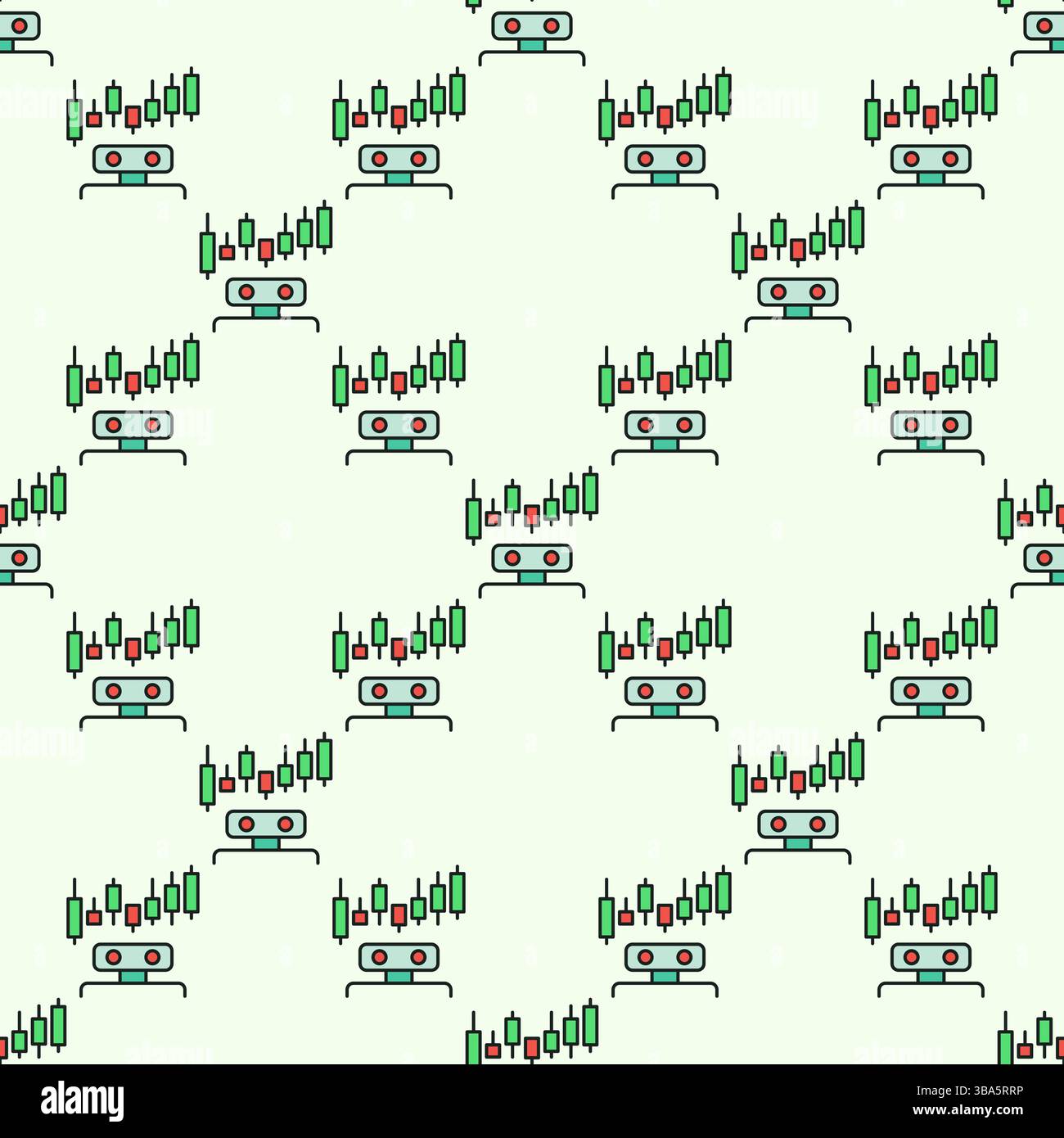 Trading Bot vector Crypto Automation Tool concept colored seamless pattern Stock Vector