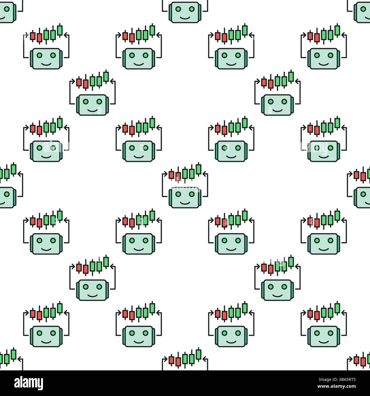Automated Cryptocurrency Trading Bot with Candlestick Chart vector concept colored seamless pattern Stock Vector