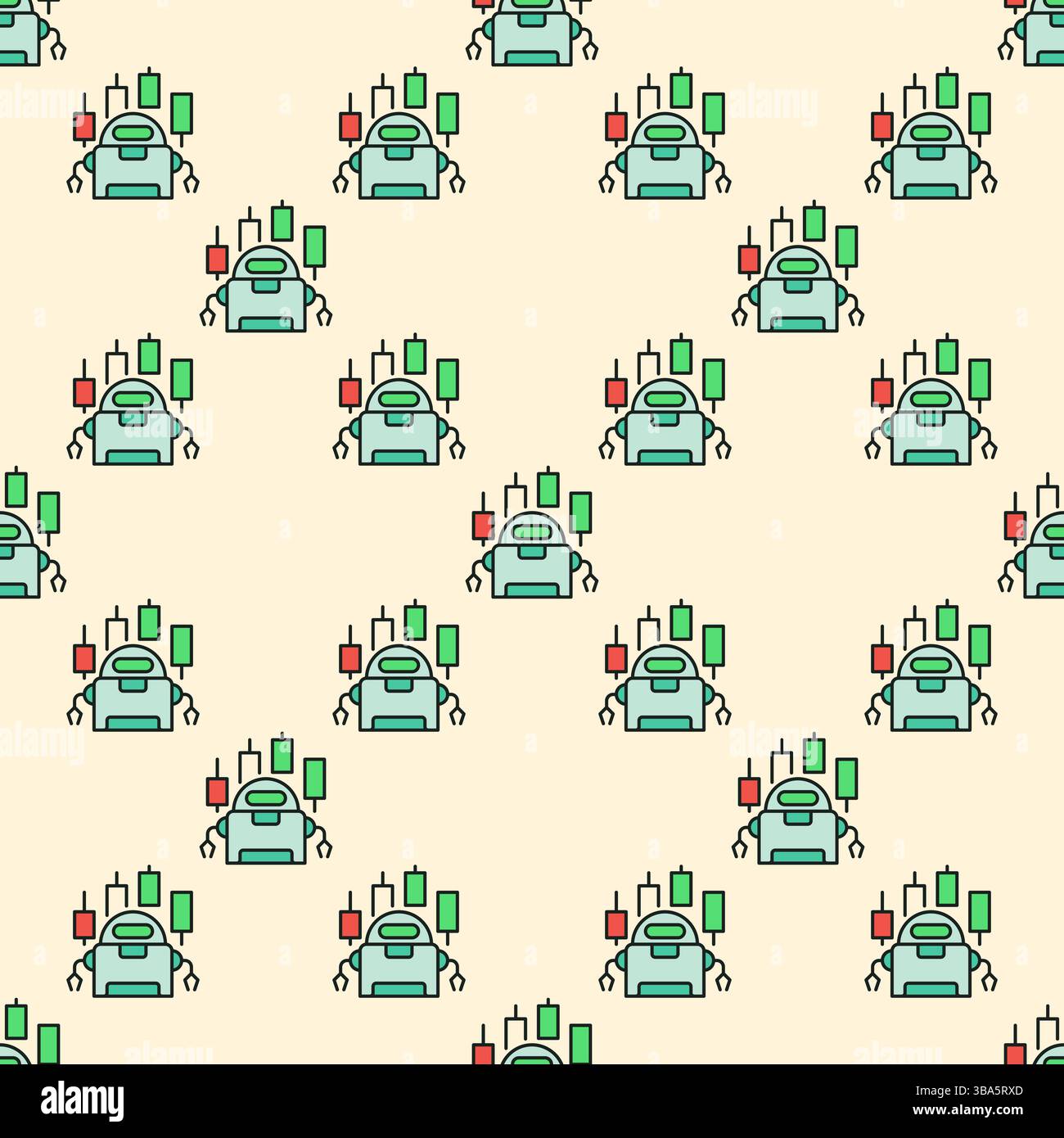 Crypto Trading Bot vector Automation Tools concept colored seamless pattern Stock Vector