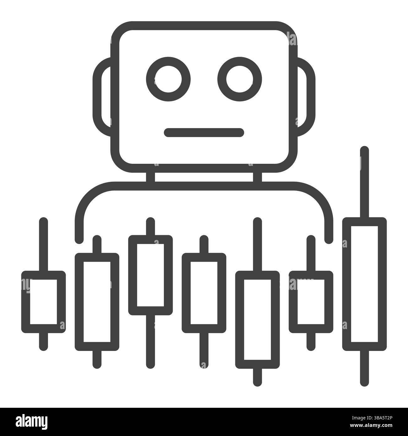Candlestick Chart and Cryptocurrency Trading Bot vector concept outline ...