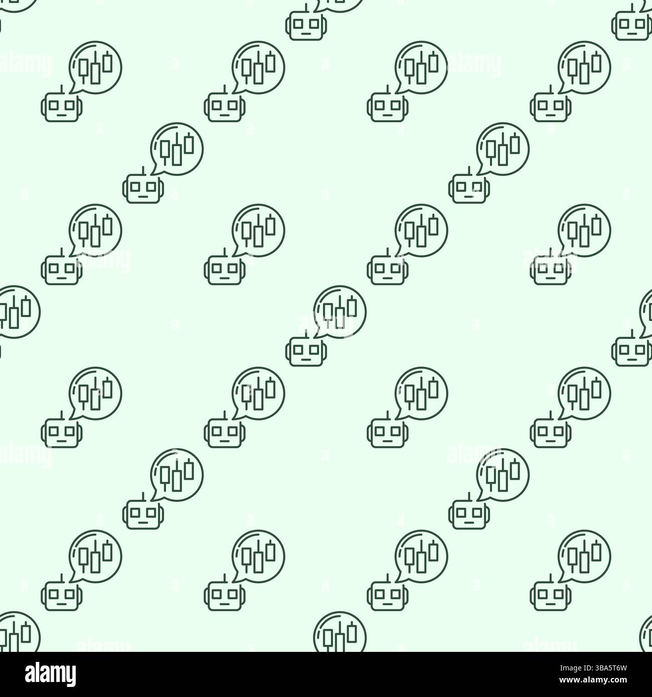 Trading Robot with Speech Bubble vector automation tools concept outline seamless pattern Stock Vector
