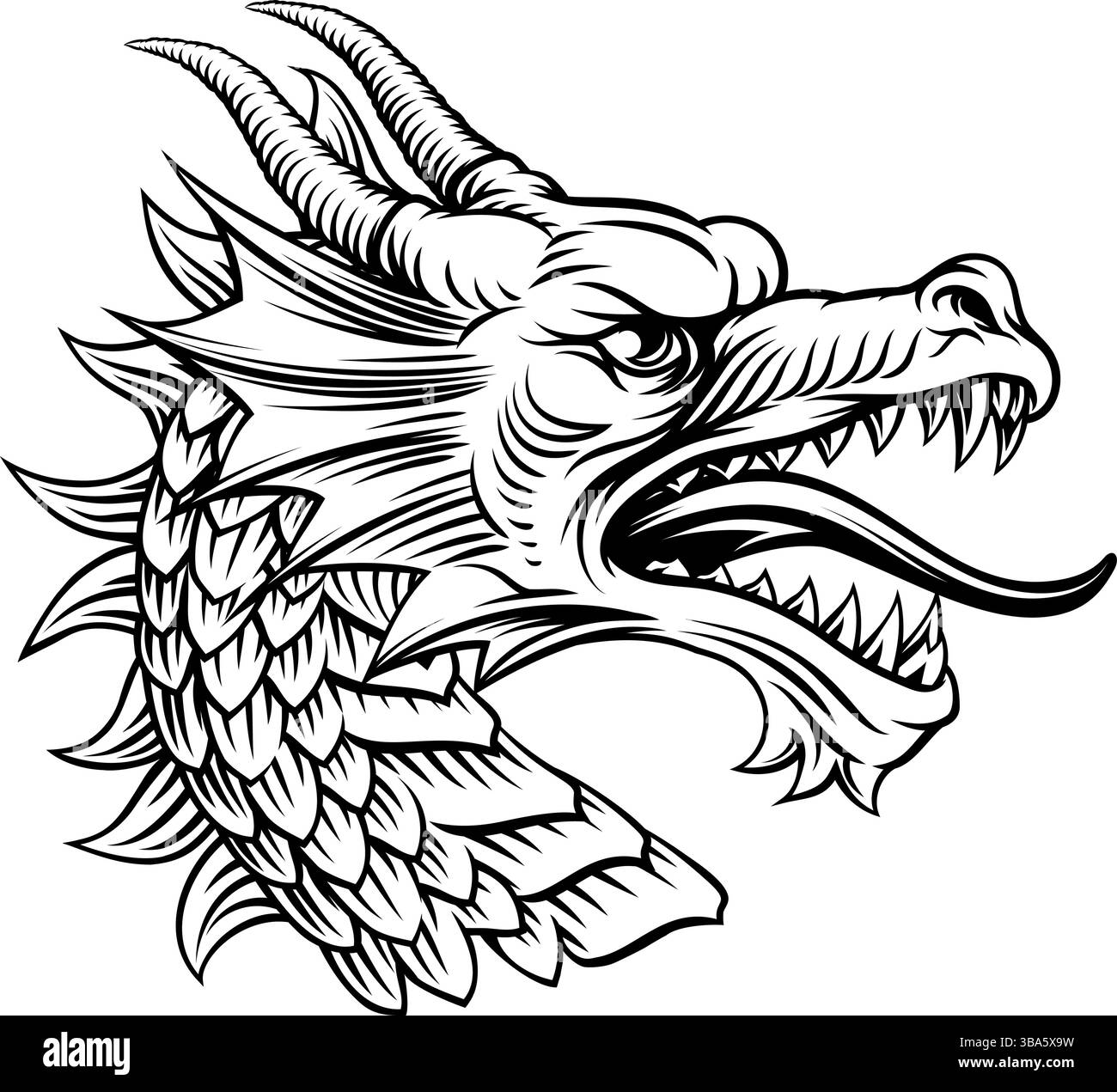 dragon-head-drawing-hi-res-stock-photography-and-images-alamy