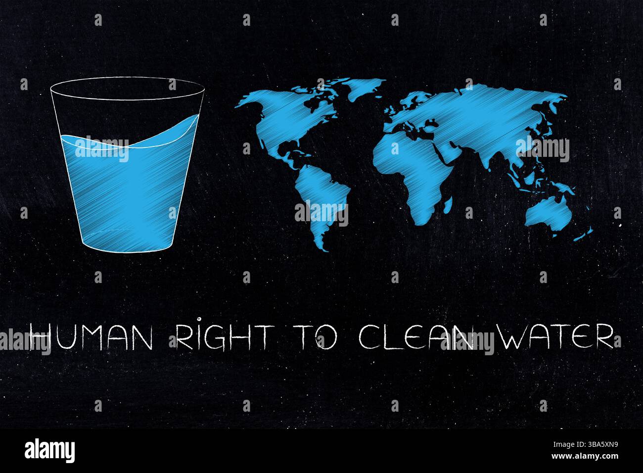 glass of water with world map, representing the global human right to ...