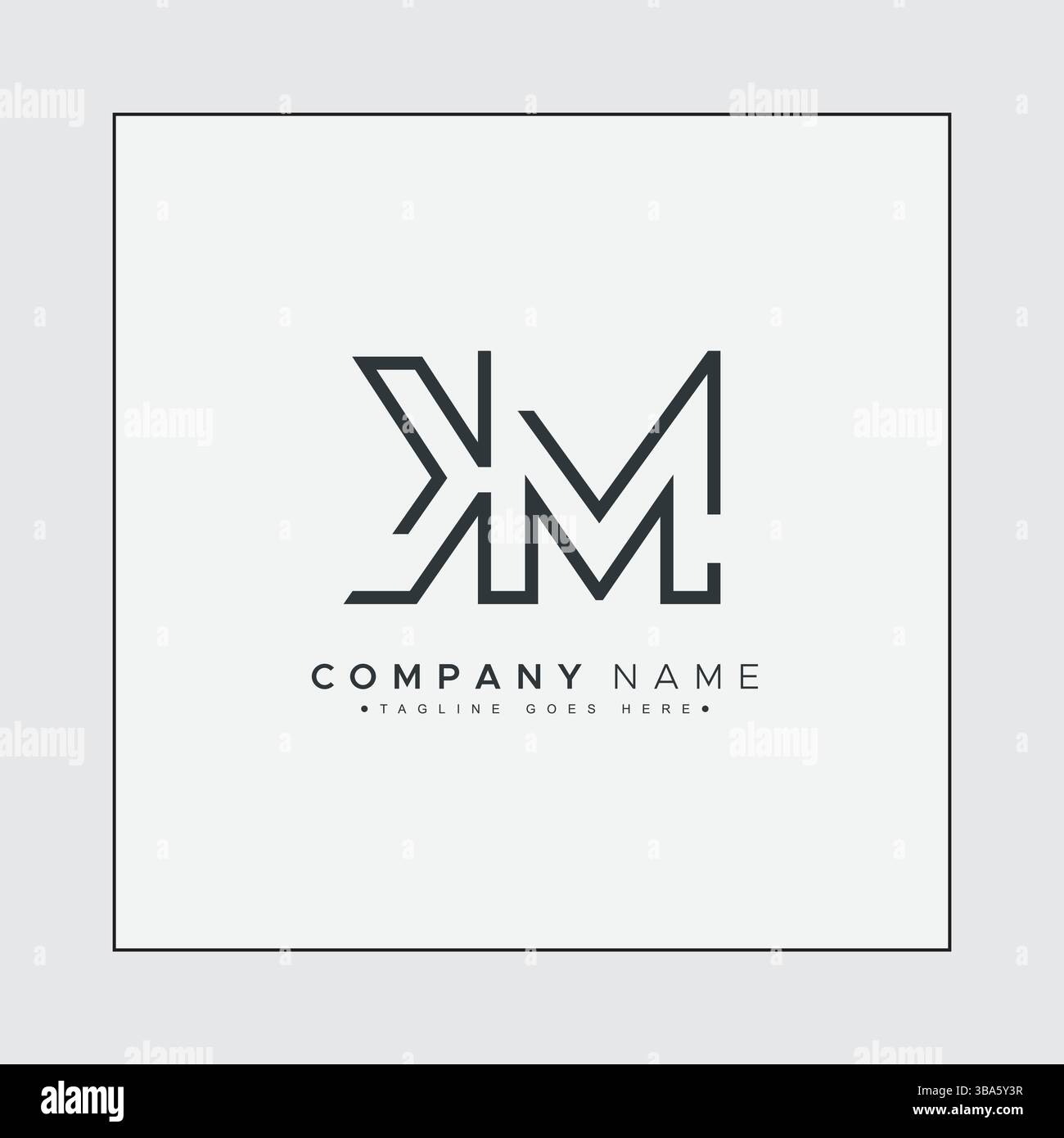 KM Vector Logo Template - Simple Icon for Initial Letter K and M Monogram Stock Vector
