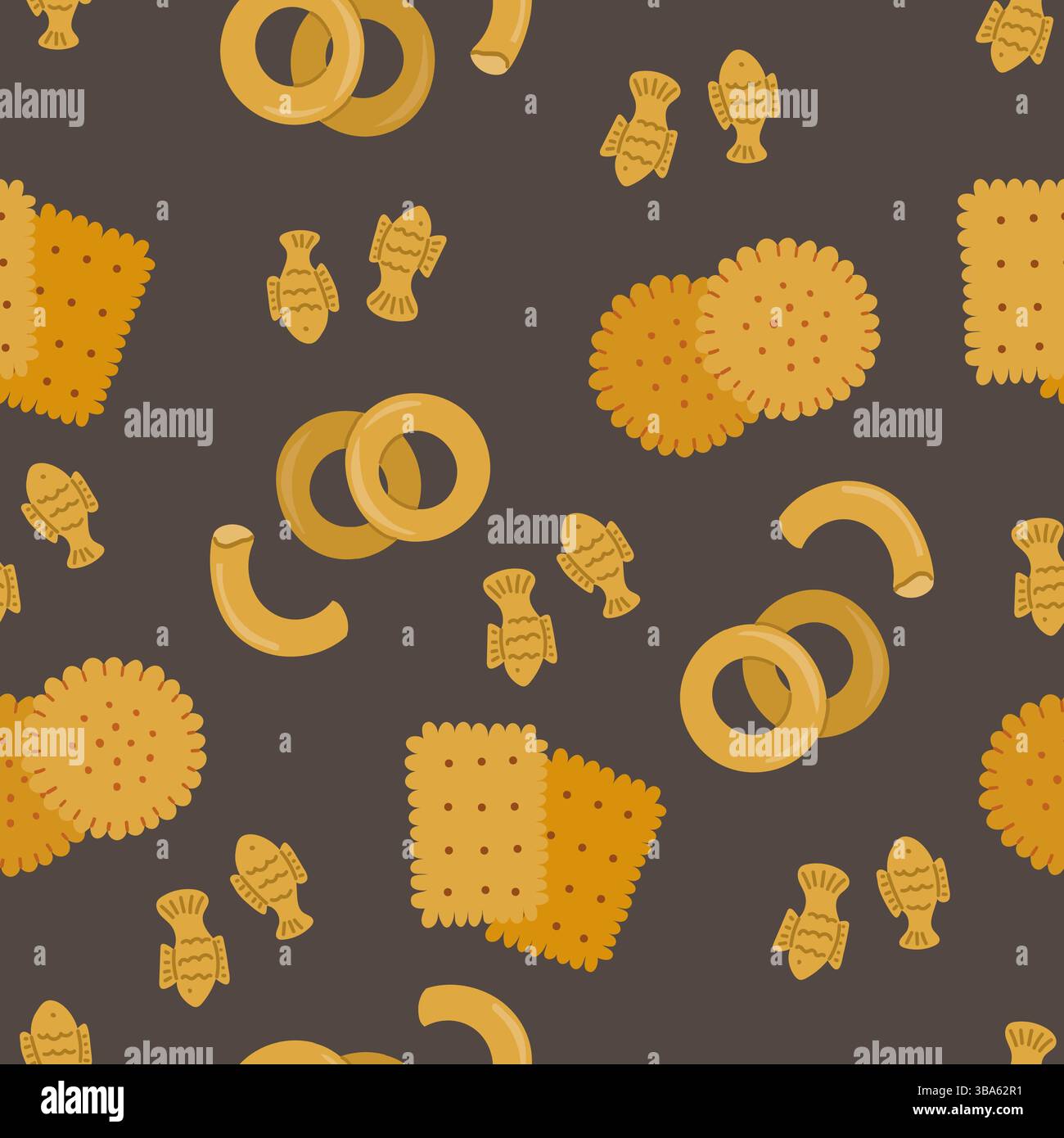 Seamless Pattern with Crackers and Bagels Stock Vector