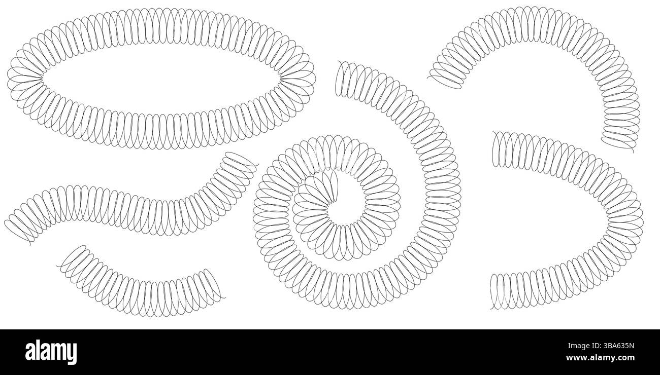 Spring spiral coil icon set with elegant line art perfect for modern ...