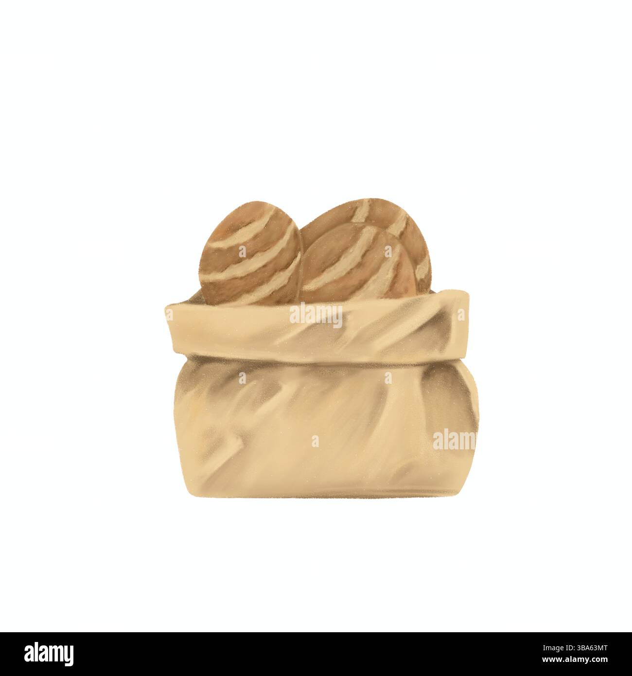 French baguettes in paper bag isolated on white background. Realistic ...