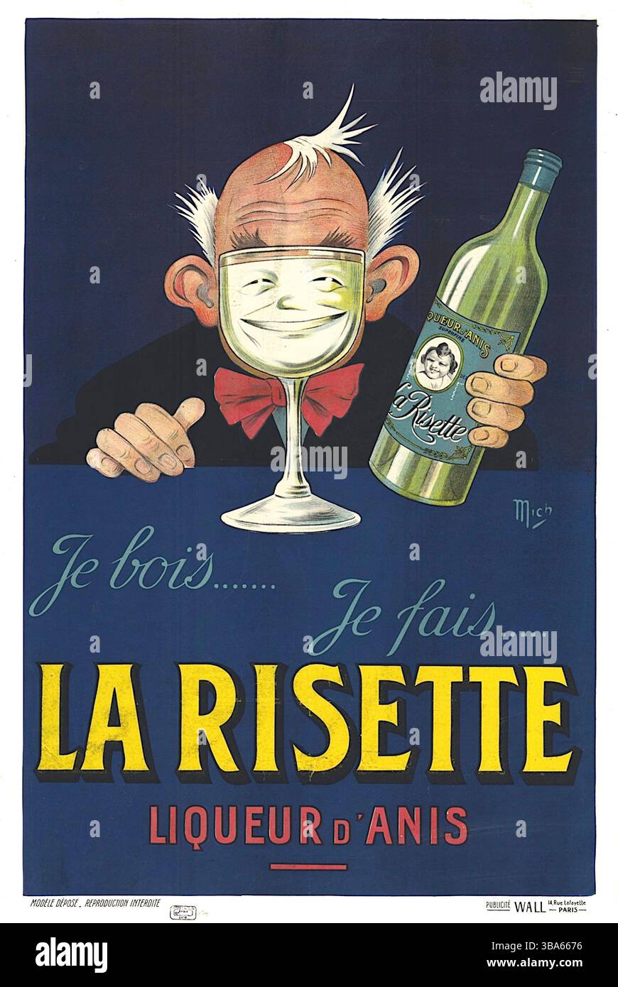 Michel Liebeaux (Mich) - I Drink, I Make a Little Smile - 1926 Stock Photo