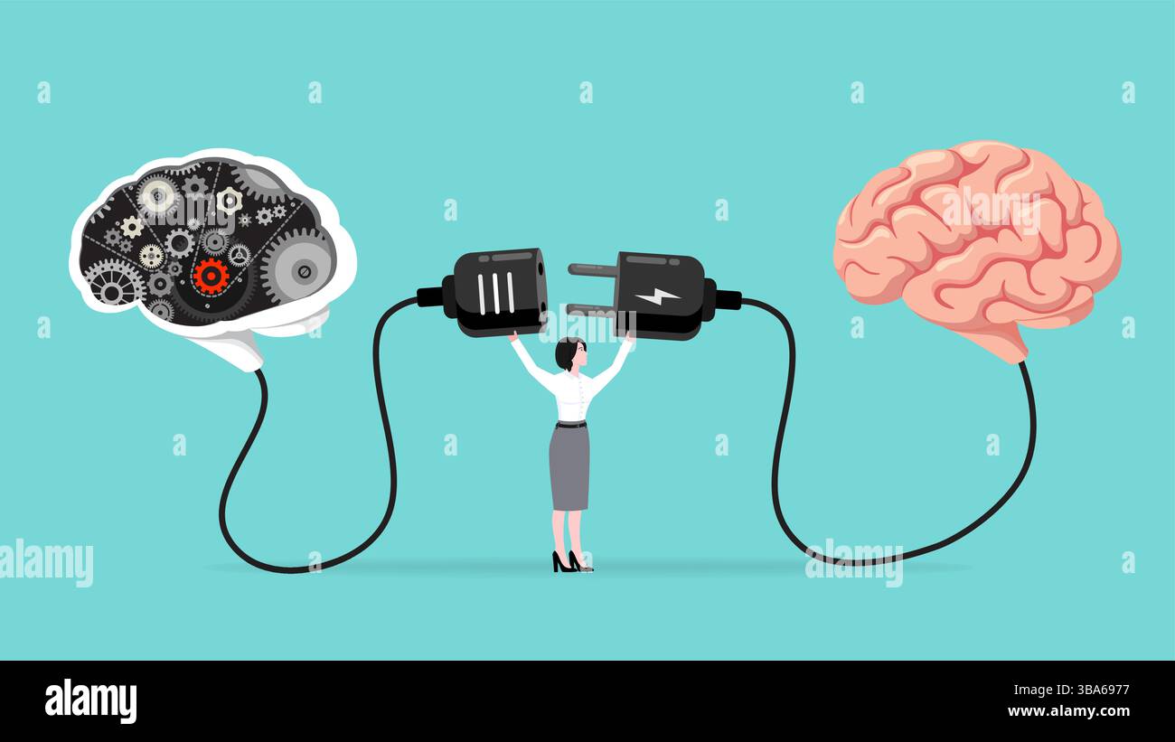 Human And Computer Connection human creativity with AI collaboration, Uniting human brains and ...