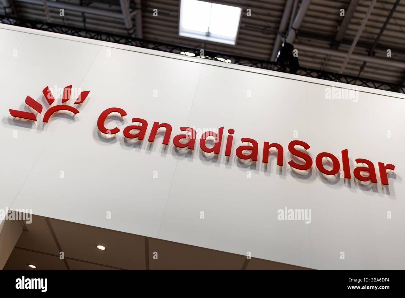 08 May 2025, Bavaria, Munich: The logo and lettering of Canadian Solar ...