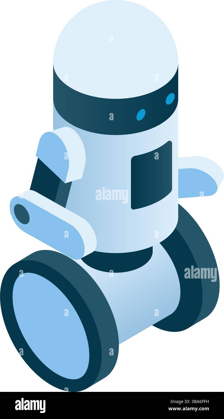 Robot and ai machine isometric character icon Stock Vector