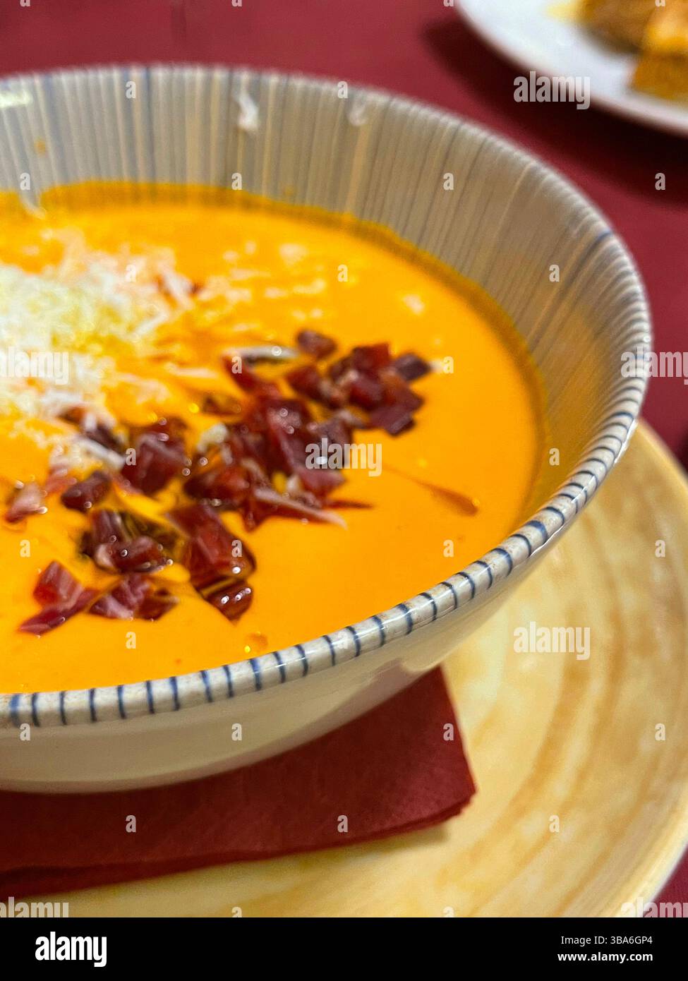 Salmorejo serving. Spain. - Smartphone Captured Stock Image