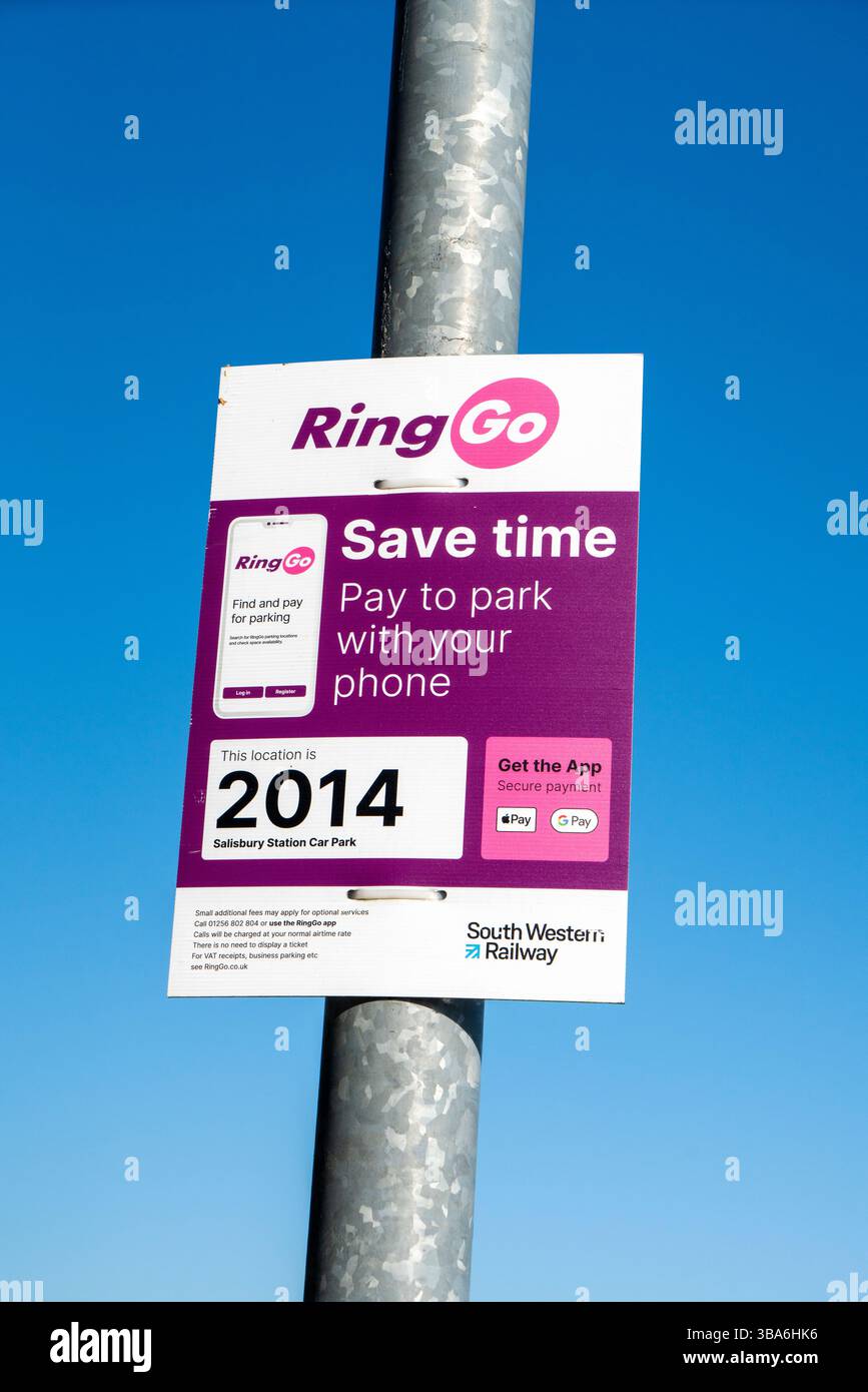 Parking permit purchasing app sign in public car park Stock Photo