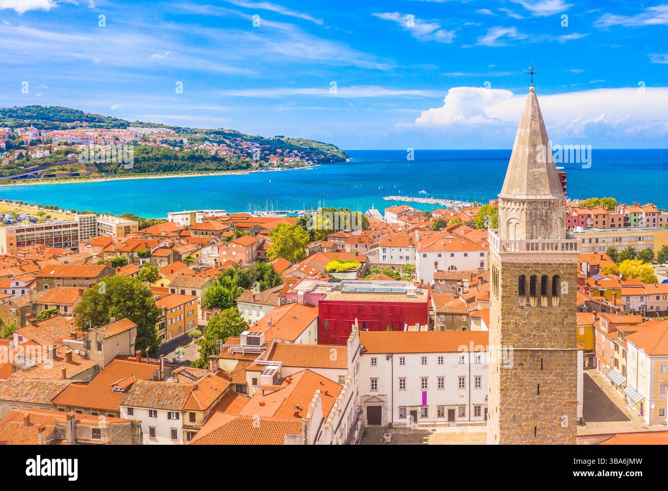 Aerial view of the city of Koper on Adriatic coast, Slovenia ...