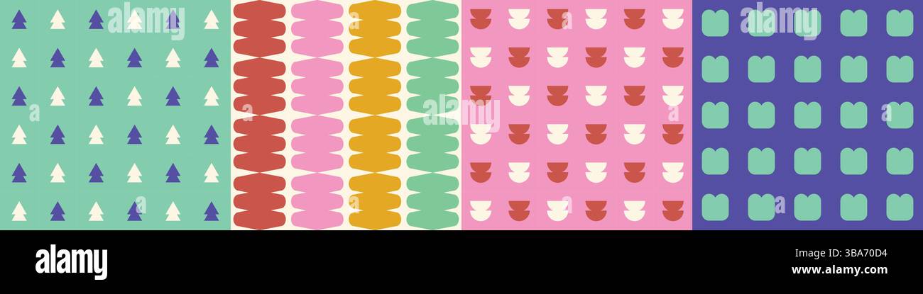 Seamless geometric pattern collection. Stock Vector