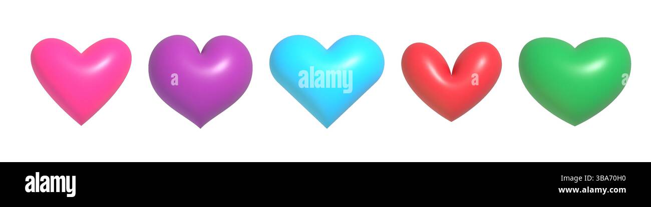Colofrul 3d hearts icon set Stock Vector