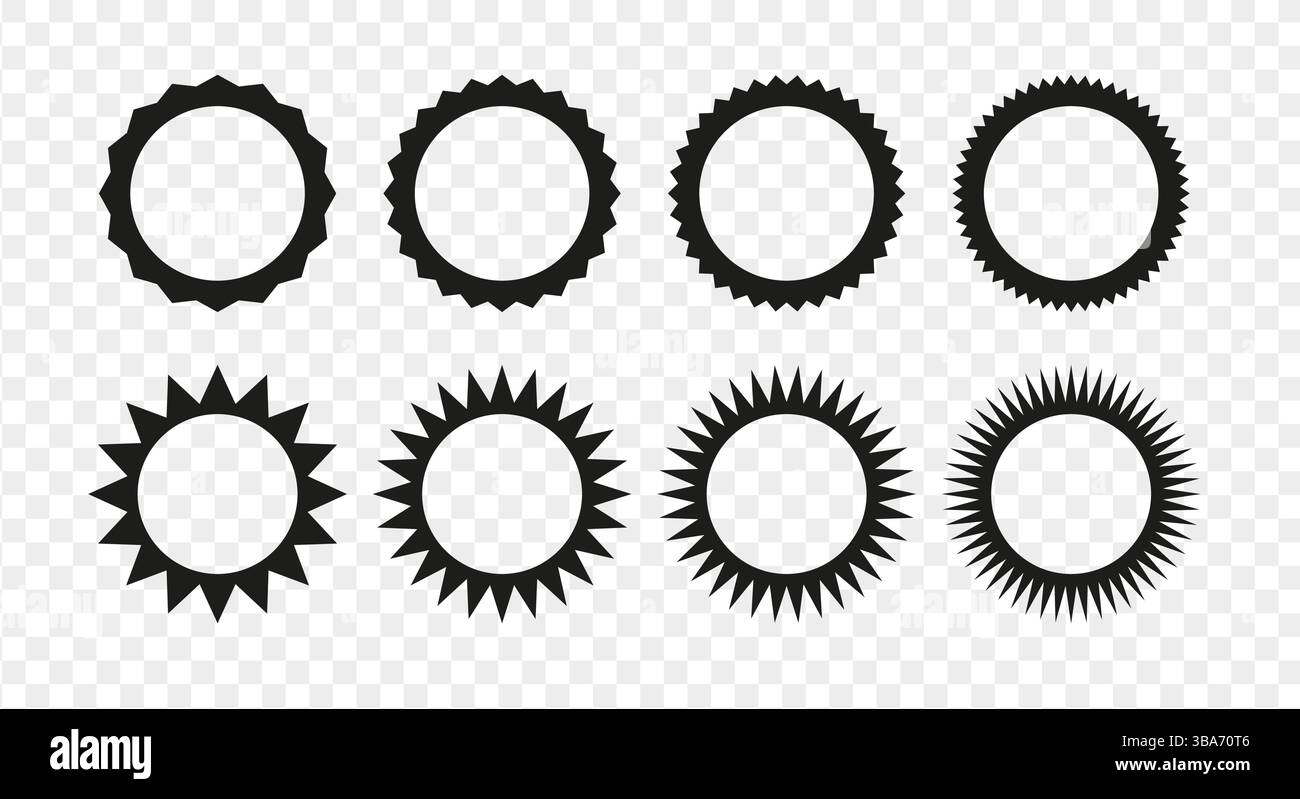 Zigzag edge round frames collection. Stock Vector