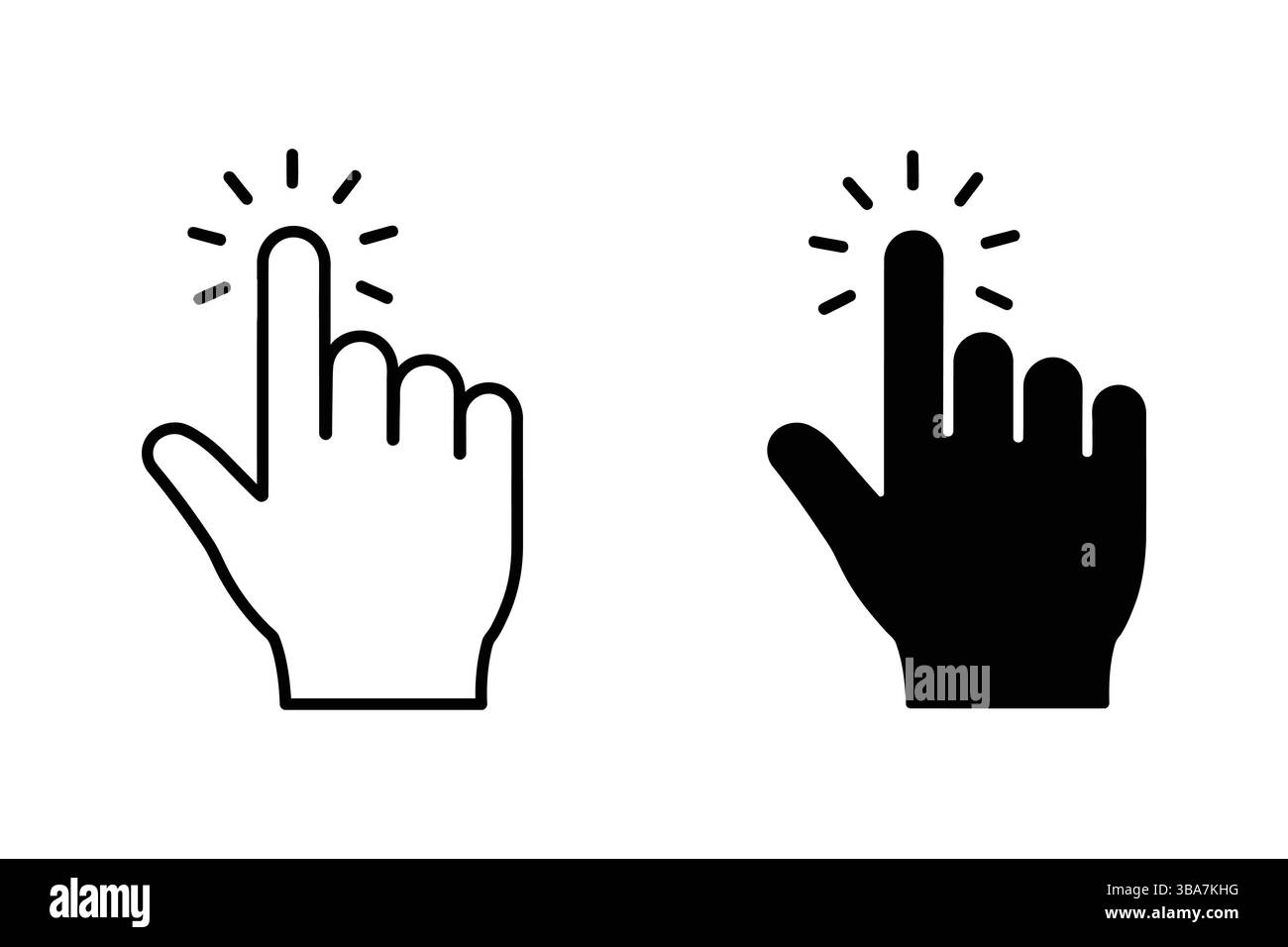 Hand cursor icon set, pointer finger, click gesture, vector ...