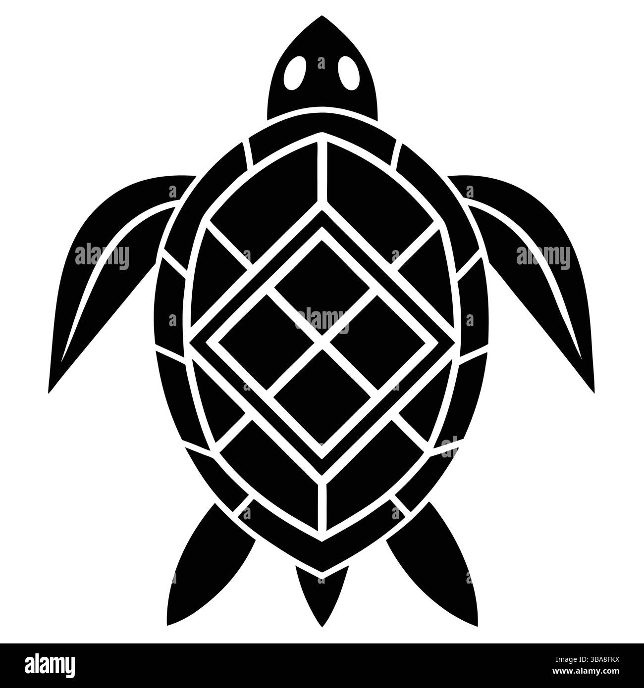 Tribal Sea Turtle Silhouette Illustration Black and White Turtle Icon ...