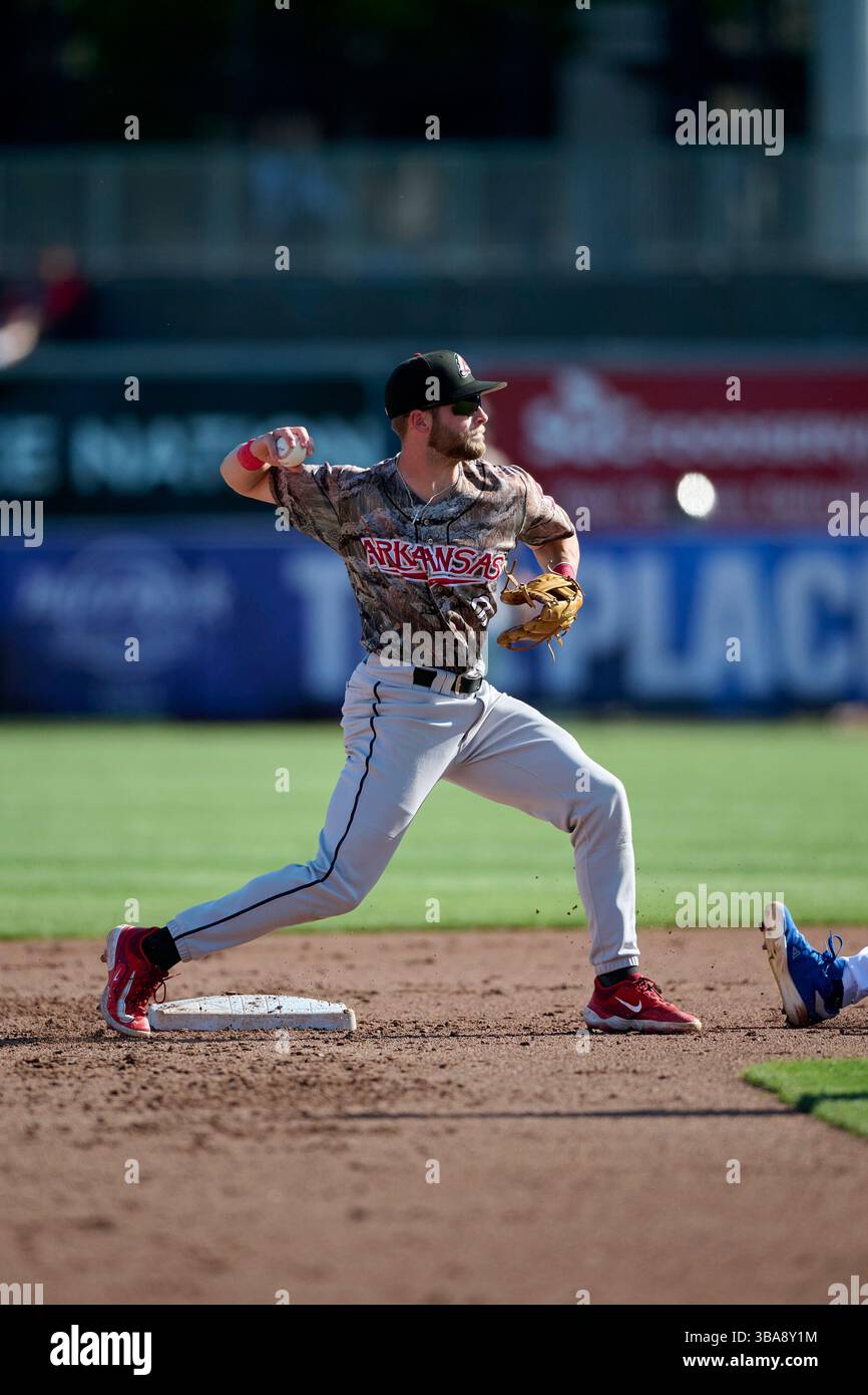 Arkansas Travelers second baseman Blake Rambusch (2) turns a double ...