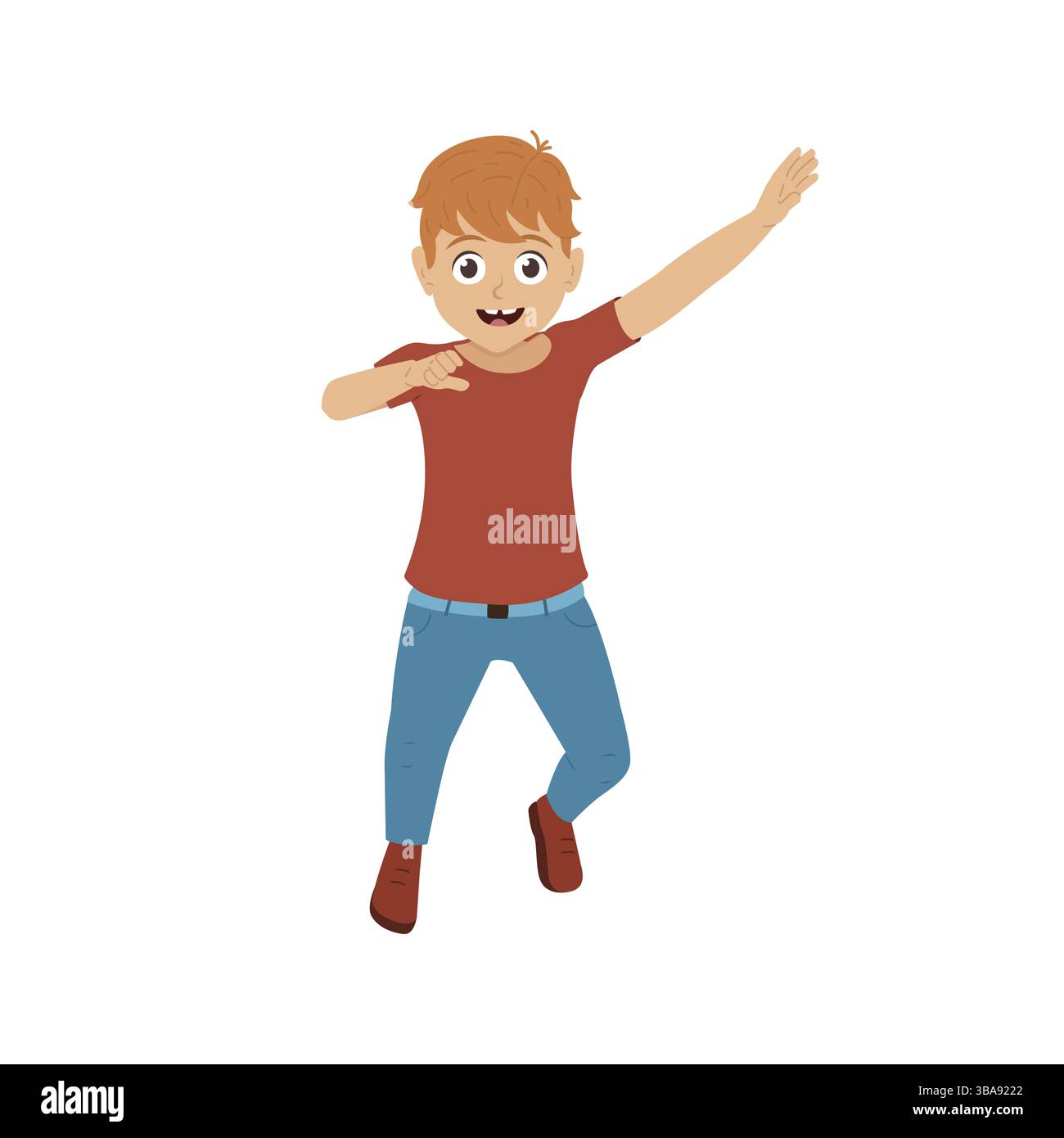 Happy boy jumping vector illustration isolated on white background ...