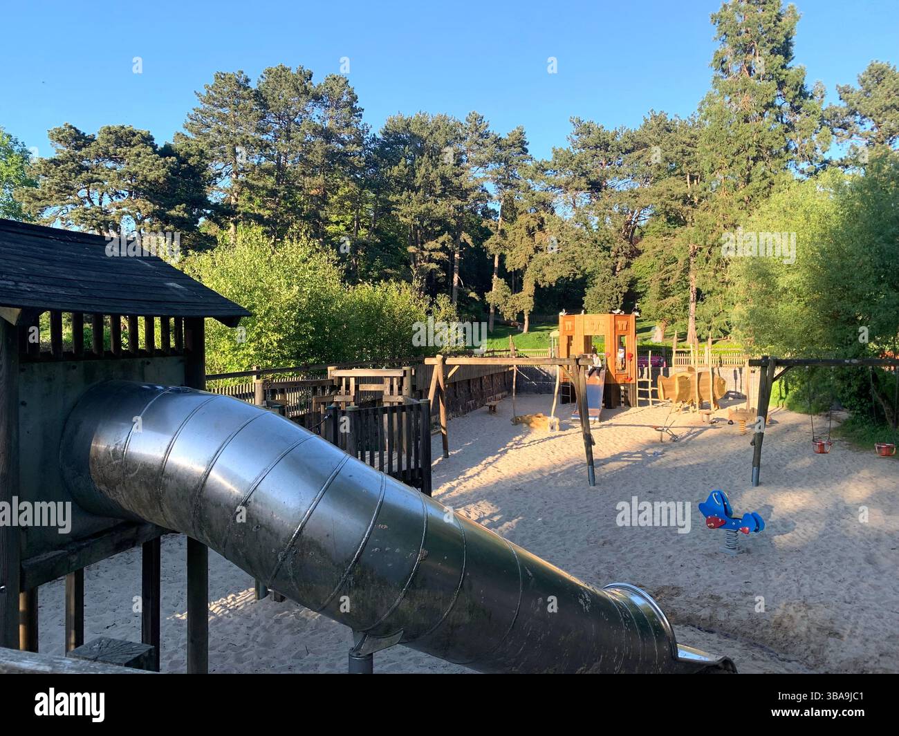 Sywell country park Northampton Northamptonshire England UK British water lake pond reservoir kids play walking walk trees shade shadows paths track - Smartphone Captured Stock Image